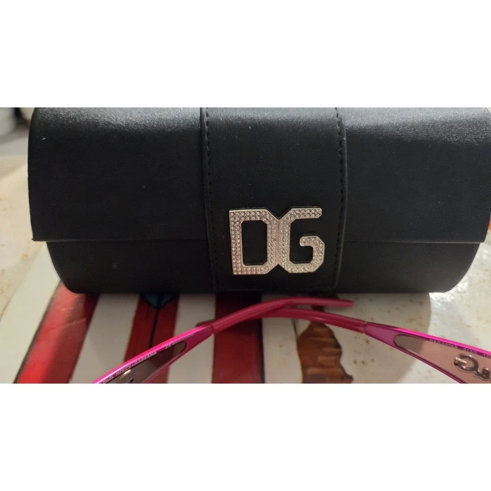 Vintage Dolce & Gabbana Shield Sunglasses, Rhinestone Logo, pink Frame Y2K